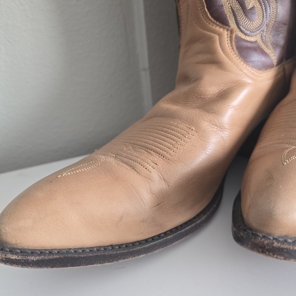 DAN POST Soft Leather Cowboy Boots Tan Men's 13 - Picture 3 of 13